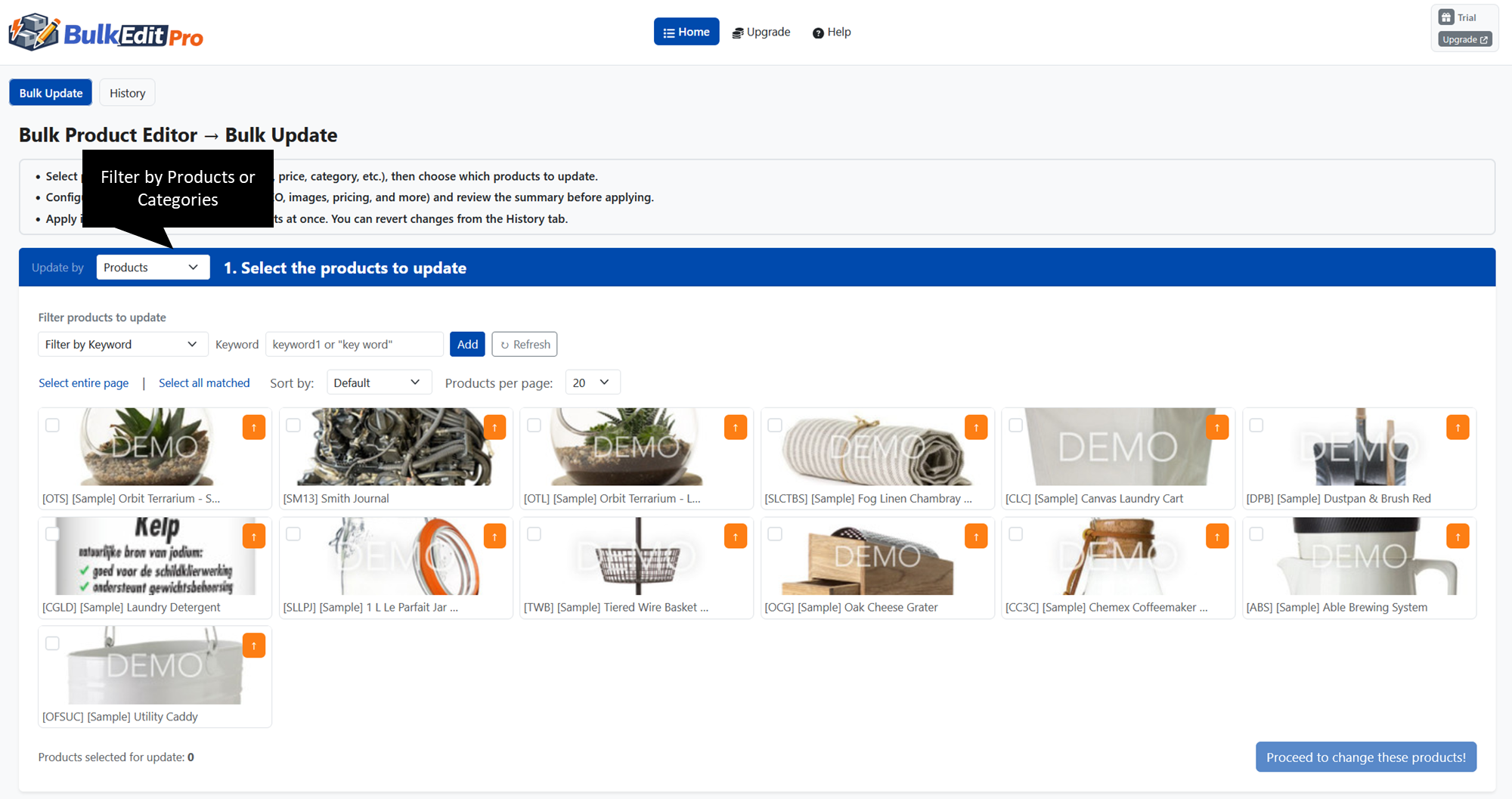 Bulk Edit Pro BigCommerce App dashboard showing bulk editing capabilities